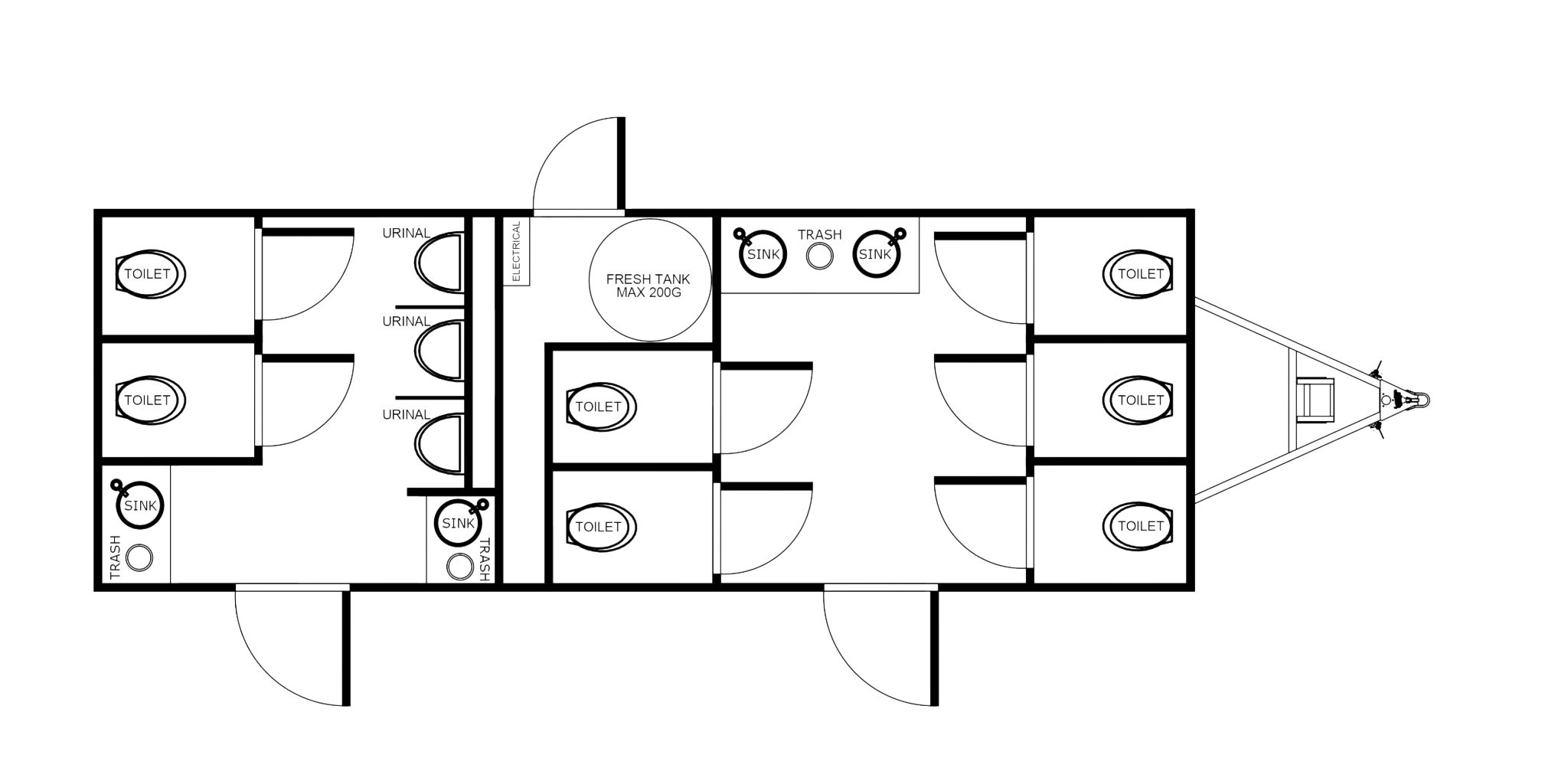 10 Station Restroom Trailer Floor Plan