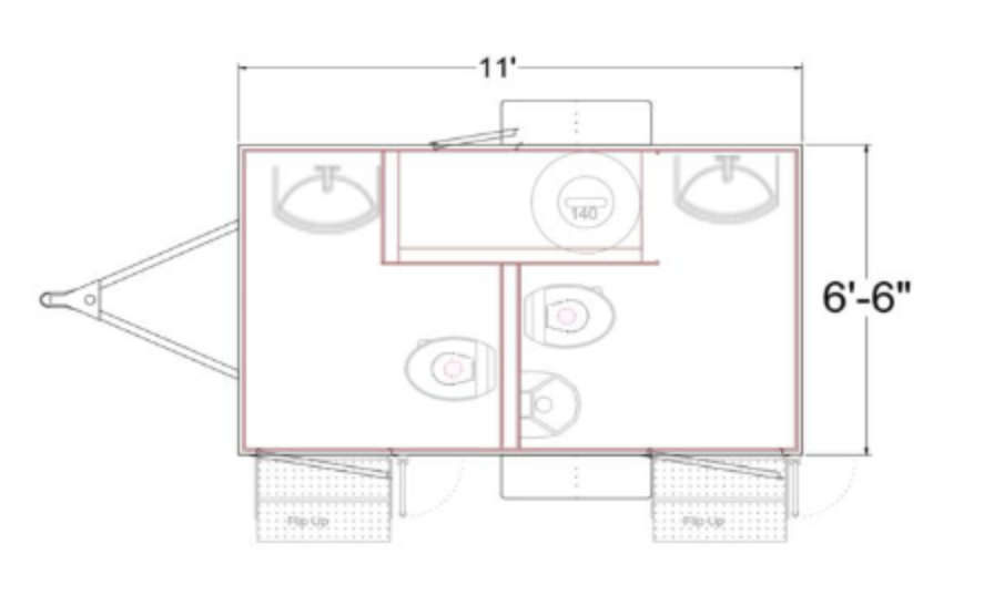 2 Station Restroom Trailer Floor Plan