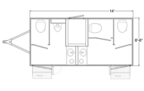4 Station Restroom Trailer Floor Plan