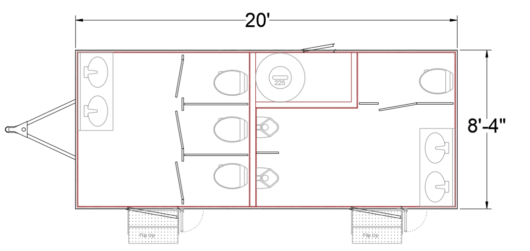 6 Station Restroom Trailer Floor Plan